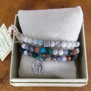 Elegant Beaded Bracelet Set with Silver Accents